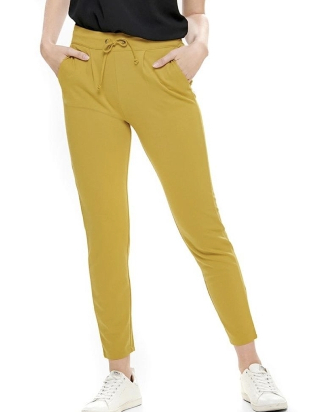 Jacqueline De  Yong Xl Women’s Mustard Drawstring Tapered Pants